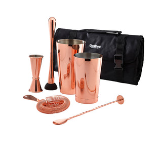 Copper Cocktail Bar Kit 7pcs – Complete Copper-Plated Mixology Set with Carry Case