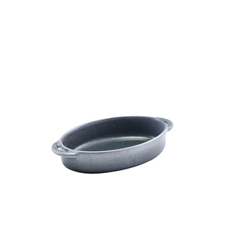 Graphite Stoneware Oval Dish with Reactive Glaze – 17.5×11.5×4cm (Pack of 6)