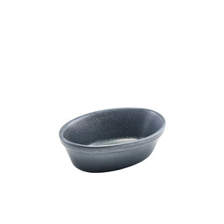Graphite Stoneware Oval Pie Dish with Reactive Glaze Ceramic (16cm) Pack of 6