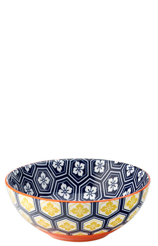 Porcelain Cadiz Blue and Orange Bowls 16cm Pack of 6 for Casual Dining Tapas and Food Presentation