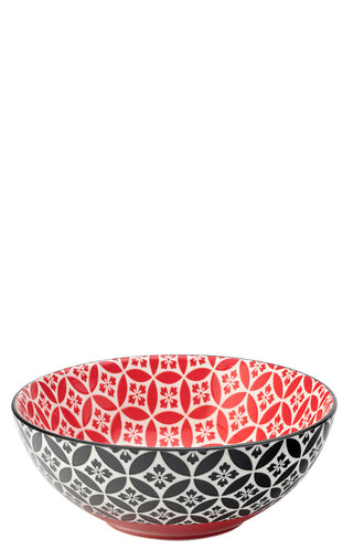 Porcelain Cadiz Red and Black Bowls 16cm Pack of 6 for Modern Table Settings and Restaurant Service