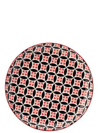 Porcelain Cadiz Red and Black Plates 20cm Pack of 6 for Contemporary Dining and Food Presentation