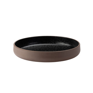 Black Ceramic Plates, Bowls, Pasta Bowls, Mugs - Obsidian Tableware Collection, Reactive Glaze Finish (Set of 6)