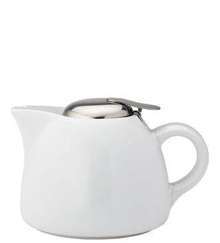 Porcelain Barista Teapot for Cafe & Hospitality Service, Stainless Steel Lid - 450ml (15oz) - Set of 6