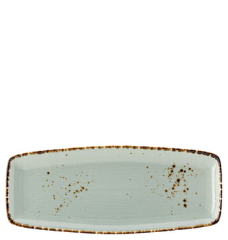 Green Ceramic Oblong Plates for Catering & Hospitality, Speckled Finish, 30cm & 37cm, Box of 6