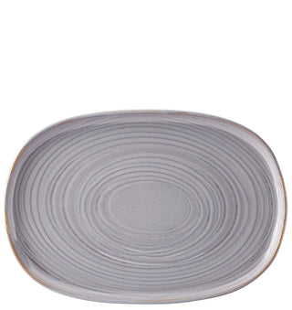Dark Grey Stoneware Platter 33cm Oval, Coupe Serving Platter for Catering & Food Presentation – Box of 4