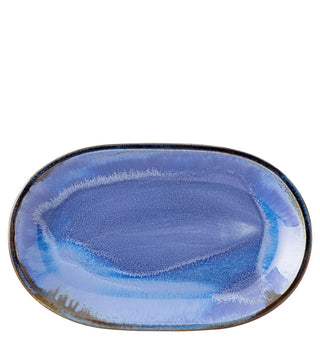 Murra Pacific Blue Porcelain Deep Coupe Oval Plate for Catering & Food Presentation - Set of 6