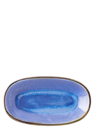 Murra Pacific Blue Porcelain Deep Coupe Oval Plate for Catering & Food Presentation - Set of 6