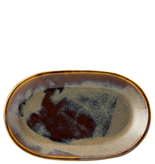 Murra Toffee Brown Porcelain Deep Coupe Oval Plates, Reactive Glaze Finish Ceramic Serving Dishes - Set of 6