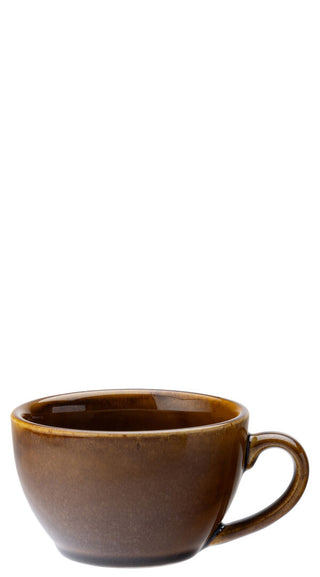 Murra Toffee Brown Porcelain Latte Cup 10oz (28cl), Reactive Glaze Ceramic Coffee Cups - Box of 6