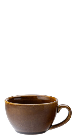 Murra Toffee Brown Porcelain Cappuccino Cup 8.5oz (250ml), Reactive Glaze Ceramic Coffee Cups - Box of 6