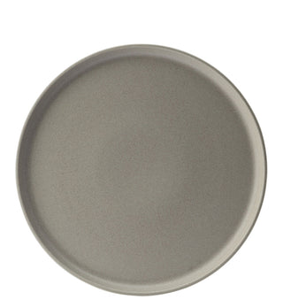 Round gray ceramic plate on a white background