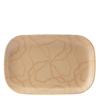 Maze Flax Rectangular Porcelain Platter – Pack of 6, Textured Serving Plates, Dishwasher Safe