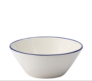 Homestead White Ceramic Conical Bowls with Coloured Rim 5.5", 6.25" & 7.5" | Porcelain Serving Bowls | Pack of 6