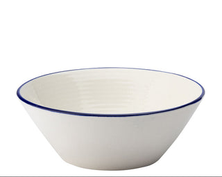 Homestead White Ceramic Conical Bowls with Coloured Rim 5.5", 6.25" & 7.5" | Porcelain Serving Bowls | Pack of 6