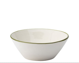 Homestead White Ceramic Conical Bowls with Coloured Rim 5.5", 6.25" & 7.5" | Porcelain Serving Bowls | Pack of 6