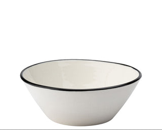 Homestead White Ceramic Conical Bowls with Coloured Rim 5.5", 6.25" & 7.5" | Porcelain Serving Bowls | Pack of 6