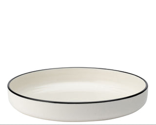 Homestead White Presentation Bowls with Coloured Rim | Porcelain Serving & Sharing Bowls | 13cm, 16cm, 20cm, 24cm | Pack of 6