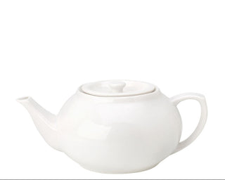 Pure White Porcelain Teapot 30oz (820ml) – Pack of 12, Dishwasher Safe Ceramic Tea Pot | Restaurant, Hotel & Café Tea Pots