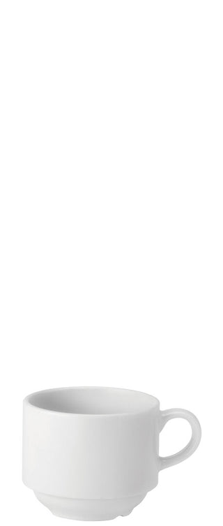 Pure White Stacking Cups 7oz (200ml) Porcelain Dishwasher Safe, Teacups and Coffee Cups – Pack of 24