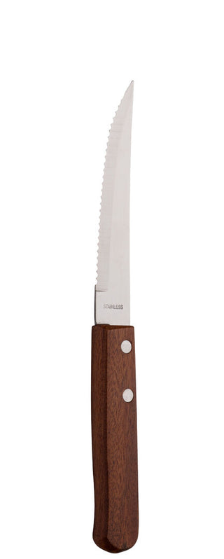 Steak Knife with Brown Wooden Handle Rustic Style, Precision Cutting, Steakhouse Meat Knives - Set of 12/ 240