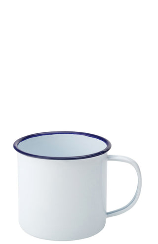 Enamel Coffee Mug, Eagle Collection, Heritage Design, 380ml & 540ml, Blue Rim, Dishwasher Safe, Pack of 6