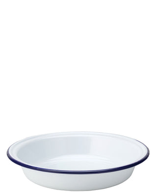 Enamel Pie Plate, Eagle Collection, Heritage Design, 22cm & 18cm, Blue Rim, Dishwasher Safe, Pack of 6