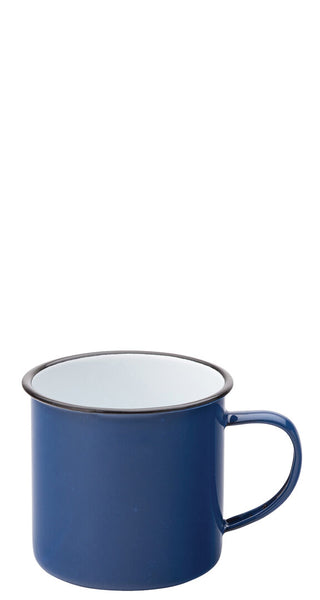 Enamel Blue Mug, Eagle Collection, Heritage Design, 380ml, Blue Rim, Dishwasher Safe, Pack of 6