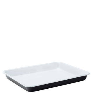 Enamel Black Baking Tray, Eagle Collection, Heritage Design, 28cm, Blue Rim, Dishwasher Safe, Pack of 6