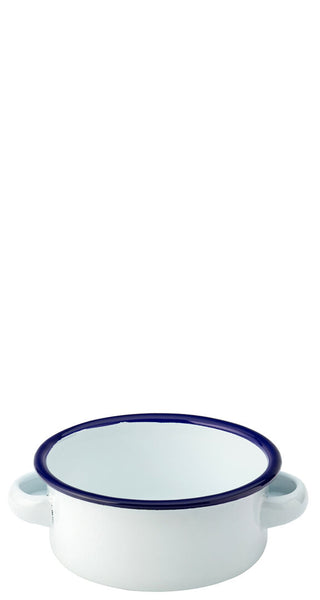 Enamel Casserole, Eagle Collection, Heritage Design, 11cm, Blue Rim, Dishwasher Safe, Pack of 6