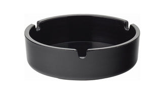 Black Melamine Ashtray, Black, 4 Inch, Notched Sides to Hold Cigarettes, Durable & Dishwasher Safe, Bar Use - Box of 10