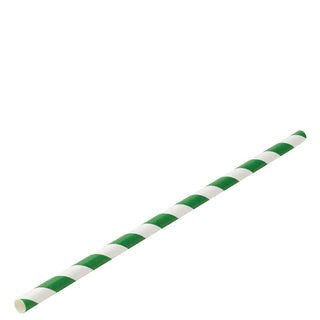 Disposable Paper Stripe Straw, Green Earth Collection, Red/Black/Green/Blue/Bamboo, 8" (20cm) 6mm Bore Hole, Eco Friendly, 24 Boxes of 250