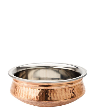 Copper Plated Handi Dish Stainless Steel Hammered Design, Premium Food Presentation Dinner Serving, 400ml/ 660ml - Set of 12