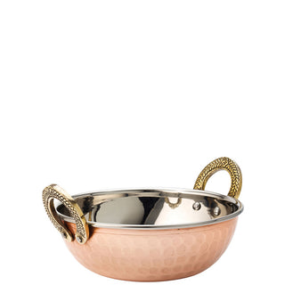 Stainless Steel Kadai Dish Copper Plated, 13cm/ 15cm/ 16.5cm Dining Presentation Serving Dishes for Home, Restaurants - Set of 12