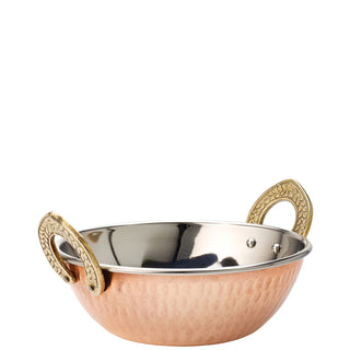 Stainless Steel Kadai Dish Copper Plated, 13cm/ 15cm/ 16.5cm Dining Presentation Serving Dishes for Home, Restaurants - Set of 12