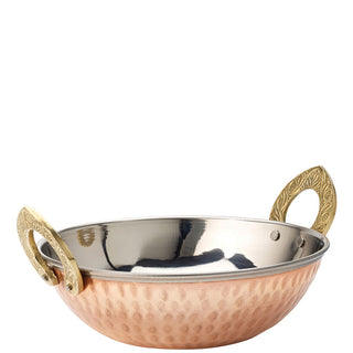 Stainless Steel Kadai Dish Copper Plated, 13cm/ 15cm/ 16.5cm Dining Presentation Serving Dishes for Home, Restaurants - Set of 12