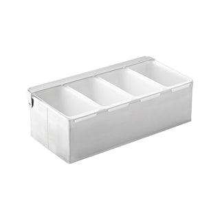4/5/6 Compartment Condiment Holder Stainless Steel Bar Caddy Multi Insert Garnish Organiser For Home & Commercial Use - Silver
