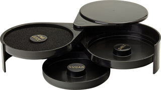 3 Tier Glass Rimmer, Black Plastic Design, Lime Sugar & Salt Trays, Folding Bar Accessory