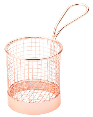 Copper Round Wire Service Basket, 9cm Diameter, Side Serving Basket, Fries & Sharing Sides - Set of 6
