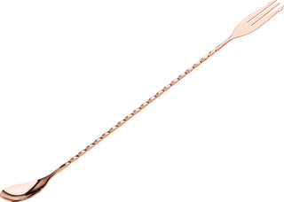 Fork End Copper Cocktail Mixing Spoon 12" (30cm) – Professional Bar Spoon with Twisted Stem - Pack of 12