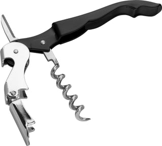 Double Reach Stainless Steel Corkscrew, Black Handle, Pack of 12, Professional Bar Wine Opening Tool