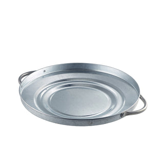 Galvanised Steel Bin Lid Food Presentation Tray 27.5cm Diameter with Handles 32cm, Stackable Industrial-Style Serving Lid for Catering Display (Pack of 24)