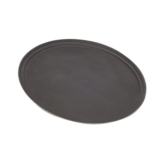 Black Oval Non-Slip Service Tray (22×27") with Rubber Grip Surface, One-Piece Polypropylene Construction – Durable Catering Service Tray