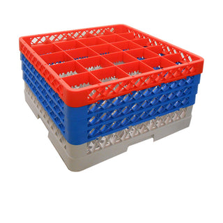 Glass Washer Rack – 16, 25, 36 & 49 Compartment Options with 1–4 Extenders, Hygienic Stackable Glassware Rack for Washing, Storage & Transport