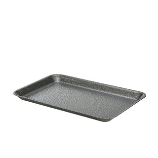 Galvanised Steel Serving Tray 31.5×21.5×2cm in Silver, Matt Black, Hammered Copper & Hammered Silver – Catering Tray for Individual Dishes (Pack of 12)