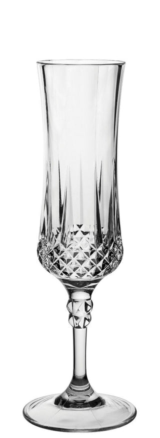 Polycarbonate Champagne Flute 7oz (20cl) Gatsby Collection – Clear Cut-Glass Style Stemware - Pack of 4/ 12