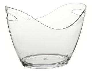 Small Champagne Bucket Clear & Black 10.5" (27cm) - Plastic Wine Chiller with Handles - Pack of 6