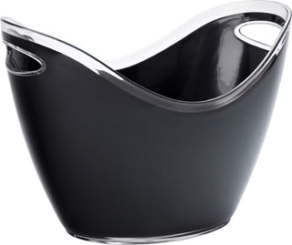 Small Champagne Bucket Clear & Black 10.5" (27cm) - Plastic Wine Chiller with Handles - Pack of 6