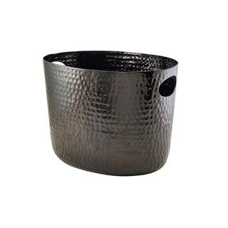 Black/ Copper Finish Aluminium Hammered Wine Bucket Champagne Cooling Ice Bucket – 30.5×22×22.8cm (L×W×H)