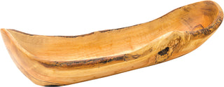 Olive Wood Narrow Boat 16" (41cm) - Natural Antibacterial Wooden Serving Boat - Set of 6